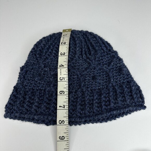 Handmade New Navy Blue Merino Wool Braided Winter Knit Beanie - Adult Med/Large - Picture 6 of 8